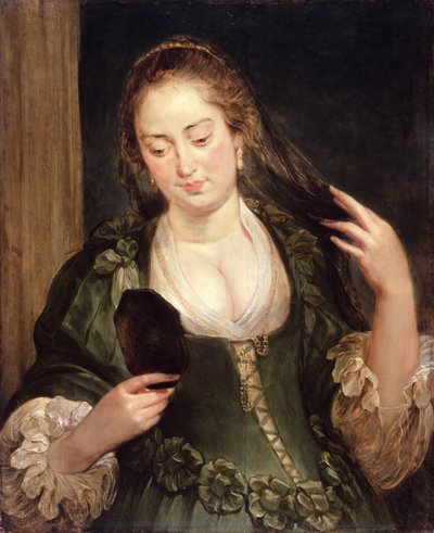 Girl with Mirror by Follower of Peter Paul Rubens